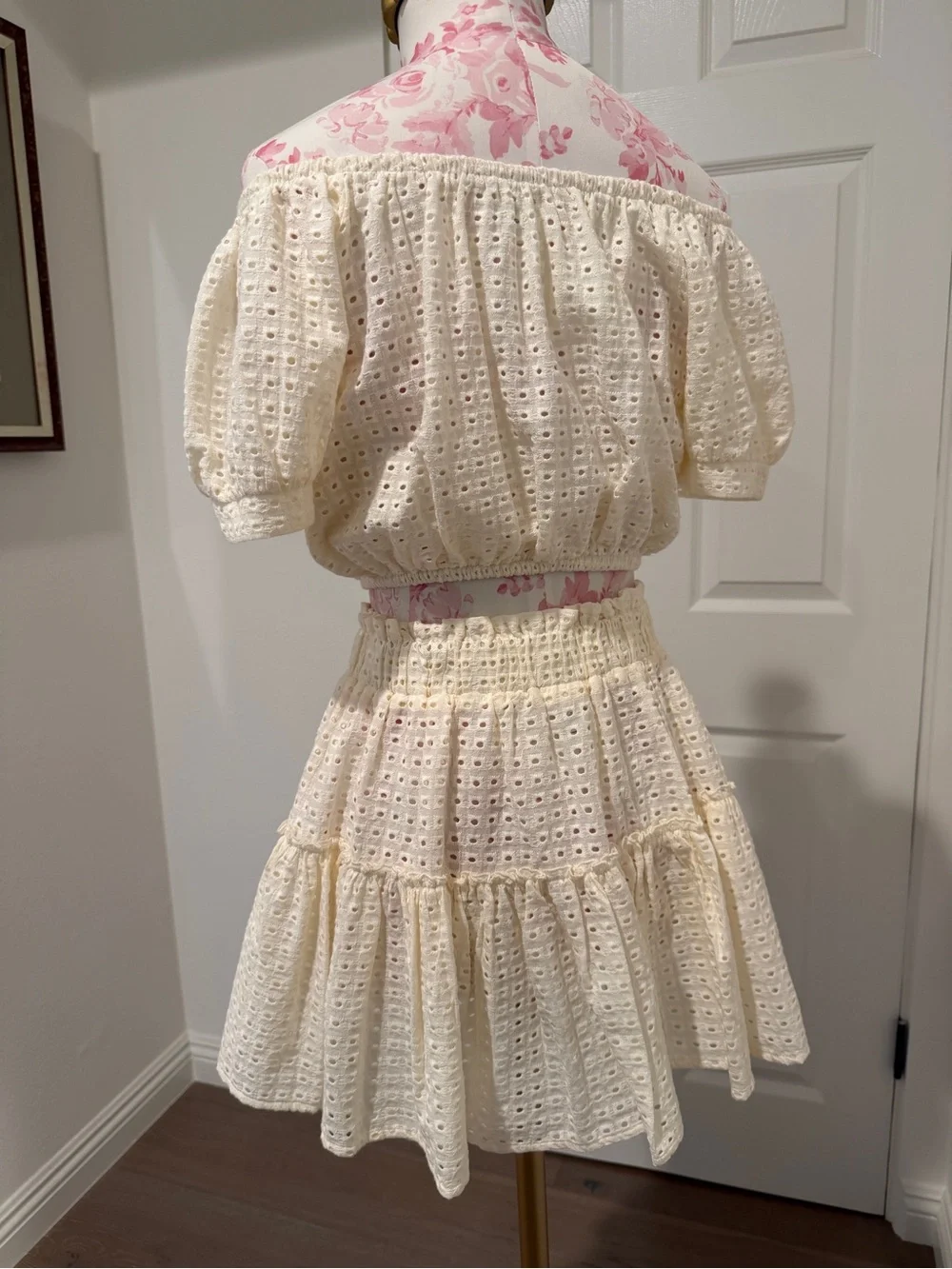 Eberjey Cream Eyelet Skirt